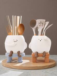 1 pièce Porte-ustensiles mignon en résine, organisateur de couverts avec personnage de dessin animé pour le comptoir de cuisine. Parfait pour ranger les baguettes, les cuillères, un décor et un organisateur de cuisine idéal