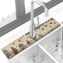 1 pièce Couvre-robinet à motif sapin de Noël, décoration et cadeau de Noël, en polyester durable, séchage rapide, facile à nettoyer, convient pour la cuisine et la salle de bain, installation facile, décoration quotidienne, cadeau, tapis de salle de bain, couvre-robinet durable, accessoire de robinet