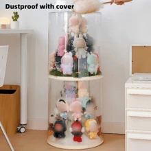 1 pieza Caja de almacenamiento giratoria de 360° de peluche, gabinete de exhibición a prueba de polvo de acrílico, estante giratorio cilíndrico ampliado para muñecas colgantes, viene con 24 soportes fijos, muy adecuado para muñecos de peluche de monstruos (excluyendo muñecas). El colgante de muñeca no se cae fácilmente, lo que lo convierte en una buena opción de regalo para las personas, y también es muy adecuado para decorar fiestas, Navidad y otros eventos.