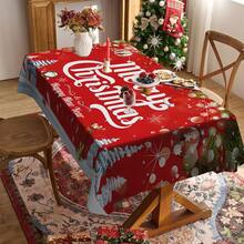 1/20pcs Rectangular Christmas Tablecloth, Polyester Fiber Festive Table Cover, Christmas Ball And Letter Pattern Tablecloth, Suitable For 8/6/4 Seater Dining Tables, New Year Party Decoration, Machine Washable And Easy To Clean, Durable Fabric, A Must-Have For Home Entertainment Occasions - Multicolor - View 16