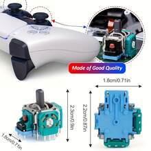 适用于 PS-5 控制器维修套件、带螺丝刀工具的金属 3D 摇杆头、适用于 PS-5 3D 模拟操纵杆的遥控拆卸配件、适用于 PlayStation 5 DualSense 控制器的替换套件，包括电子元件，无需电池