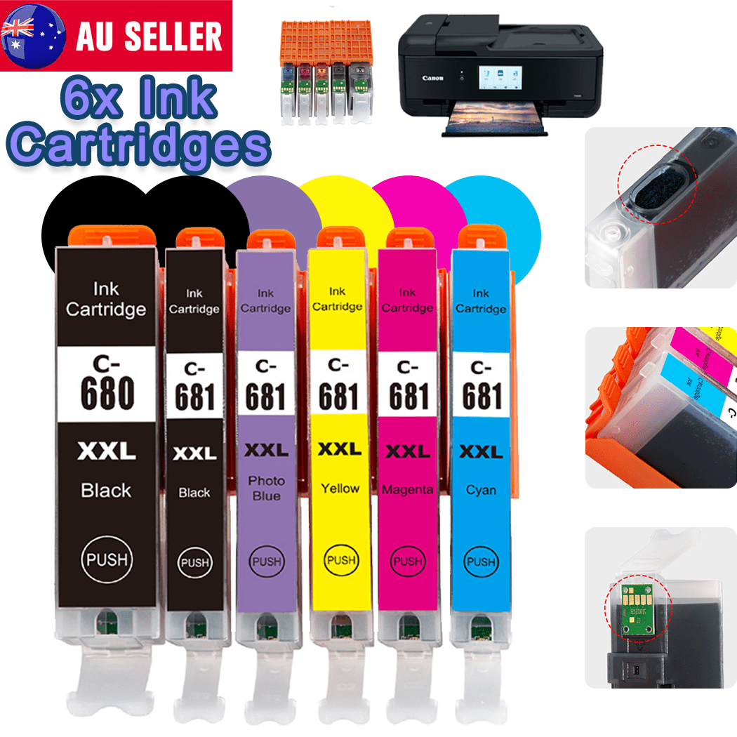 PORIYA 6pc Ink Cartridges Canon PGI-680 CLI-681 XXL TS8160 TS8260 TS8360 TS9160 6360 Printers  Plug & Play W/ Latest Chips ISO 9001 Certified