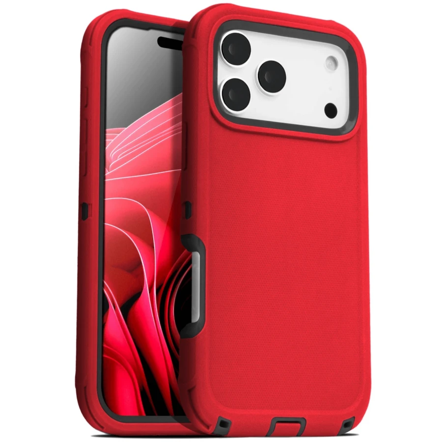 Rugged Shockproof Heavy Duty Cover For IPhone Case 17 16 15 14 13 XR Series - 紅色 - 查看 1