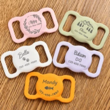 Personalized Silicone Quiet Pet ID Tag Holder, Pet ID Tag Collar Clip, Slide-In Dog Name Plate, Customized Cat Collar ID Tag, Engraved Dog Collar ID Tag Holder, Pet Collar - Multicolor - View 5
