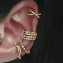 VKHK 4入組奢華銅質立方體形鋯石裝飾女士按式耳環