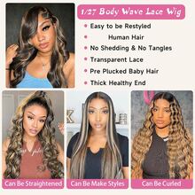 34 Inch Glueless Wigs Human Hair Pre Plucked 1B/27 13x4/13*6 HD Lace Front Wigs Human Hair Glueless 200% Density Body Wave Lace Front Wigs Human Hair With Baby Hair - S1B/27 - 查看 8