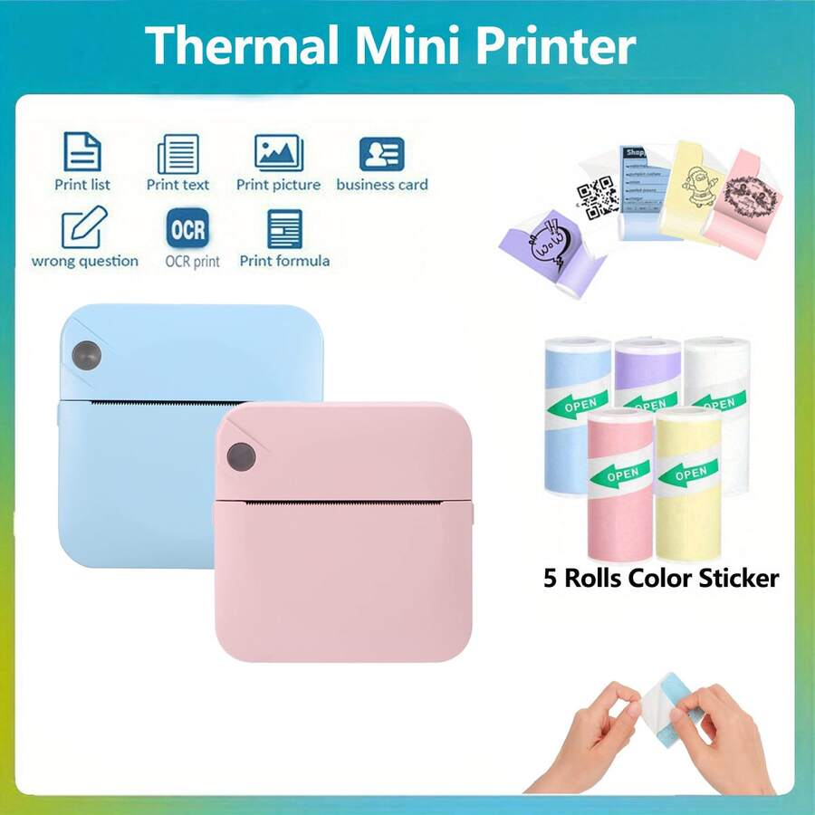 Multifunctional Portable Mini Printer Set, Suitable For Printing Text, Notes, Photos, Course Labels, To-Do Lists, Etc, Tissue Box Holder Square, Tissue Box Cover Square, Tissue Box Square, Label Printer, Mini Printer, Thermal Printer, Portable Printer, Photo Printer Christmas Gift