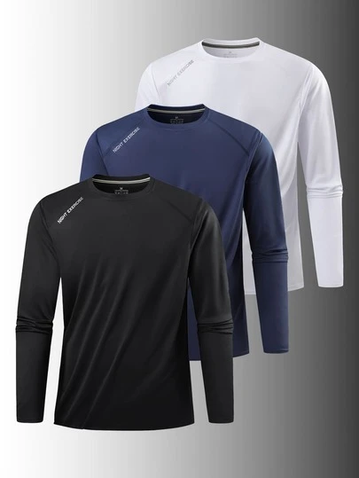 Men's Thin Compression Workout Long Sleeve Shirt, Moisture Wicking Breathable Activewear Base Layer, For Fall