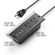 Multiprise 5-In-1 Surge Protection Power Socket, Us Standard Plug Adapter, 1.5m/4.92ft Extension Cord, Universal Adapter, 3 USB-A Ports And 2 Sockets, Smart Plug For Home, Office, Travel, Study, Smart Home, Maison, Black, Prise - US B Type Plug(110-127V) - View 10