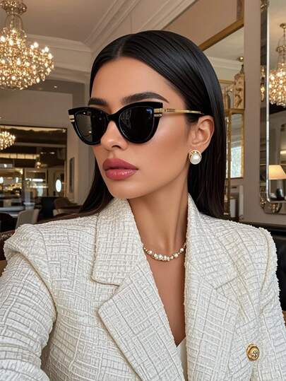 Gafas de moda con montura pequeña de ojo de gato estilo retro, de plástico, clásicas, para uso al aire libre, viajes, playa, vacaciones, uso casual y diario