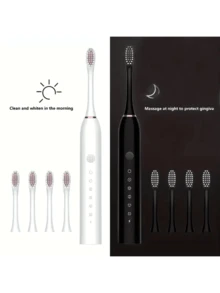 Cepillo de dientes eléctrico multifunción de 6 velocidades, cepillo de dientes automático para adultos, con 4 cabezales de cepillo, equipado con temporizador inteligente de 2 minutos y recordatorio de cambio de zona de 30 segundos, recargable por USB a prueba de agua, adecuado para uso doméstico o de viaje.