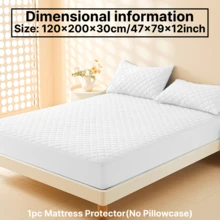 Anqianny 1 pieza Protector de colchón acolchado de 3 capas, 100% impermeable, suave y transpirable, se ajusta a cama individual o doble (no incluye funda de almohada) - Blanco - Ver 8