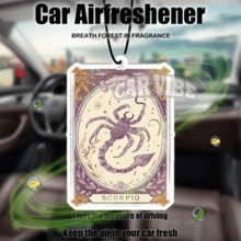 12 星座护身符卡，狮子座/处女座/白羊座/金牛座/双子座/巨蟹座/天秤座/天蝎座/射手座/摩羯座/水瓶座/双鱼座设计，汽车空气清新剂吊坠 - 卡通动漫风格，适用于后视镜、通风口夹、家居和办公室装饰、创意设计、送给朋友的创意礼物 - 彩色 - 查看 21