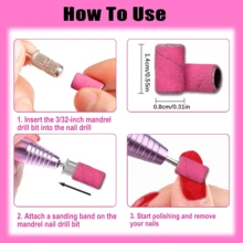 100pcs/Box Seamless Polishing Strips Set: Pink Mini Nail Polishing Strips With Sanding Heads, Electric Nail Grinder Sanding Heads, Nail Removal Polishing Strips, Nail Polishing Tools - Pink - View 8