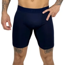 1 Men's Cycling Boxer Shorts, Long Sleeve, Comfortable Polyester, No Roll-Up - XANH ĐẬM - Xem 2