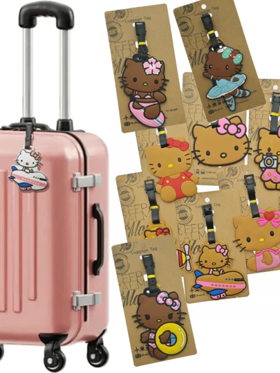  Sanrio For Hello Kitty Pink Silicone Luggage Tag - Waterproof, Durable, And Cute Design For Travel Bags And Suitcases, Ideal Gift , Travel Accessories | Playful Accessory | Durable Plastic,Christmas Gifts, Decorations