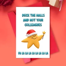 1 张有趣可爱的圣诞贺卡 - 圣诞老人帽子星星卡通设计，适合发送给朋友、家人、丈夫、儿子 - 彩色 - 查看 2