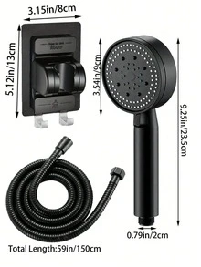 淋浴喷头 优质 ABS 5 模式高压淋浴喷头，淋浴系统 - 选择单件或带支架的全套 - 黑色 - 查看 2