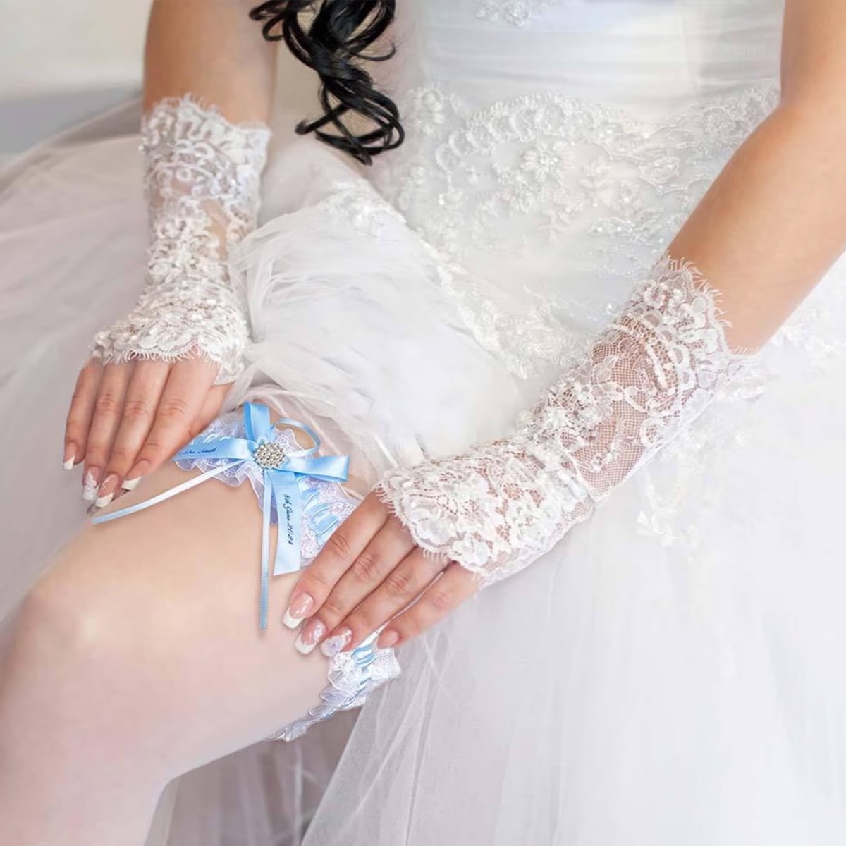 Personalized Wedding Garter For Bride - Custom Name & Date Handmade Bridal Gift Something Blue Lace KeepsakePersonalized Garter Bridal Garter Wedding Garter Blue Garter Lace Garter Bride Garter Custom Garter Wedding Keepsake Something Blue Handmade Garter Bridal Gift Wedding Date Elegant Garter