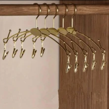 Perchas 10-30PCS Metal Ropa Interior Sujetador Rack Durable Moda Ropa Perchas gancho Lencería tienda Mostrar Percha con Clips - Dorado - Ver 1