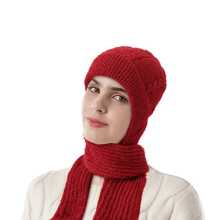 1pc Solid Color Knitted Hat And Scarf Set, Thermal Lined For Autumn/Winter, Thicker And Warmer