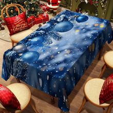 1/20 piezas Mantel con tema navideño, estilo sueño romántico, tema azul, diseño de patrón de bolas de Navidad, lavable, adecuado para el hogar, la cocina, el restaurante, la fiesta, la decoración de mesa festiva, el banquete, la boda, la decoración navideña, regalo - Multicolor - Ver 2