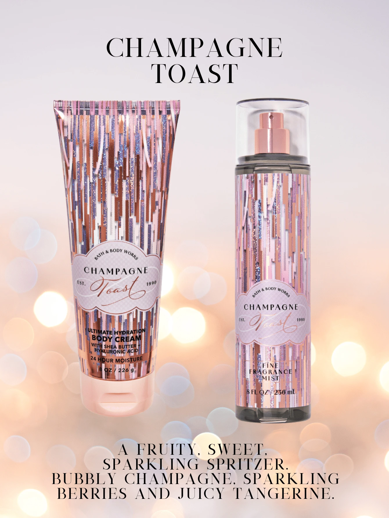 Bath & Body Works Bath And Body Works BBW New Fine Fragrance Body Mist And Body Cream Set - 香檳祝酒套餐 - 查看 1