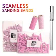 100pcs/Box Seamless Polishing Strips Set: Pink Mini Nail Polishing Strips With Sanding Heads, Electric Nail Grinder Sanding Heads, Nail Removal Polishing Strips, Nail Polishing Tools - Pink - View 1