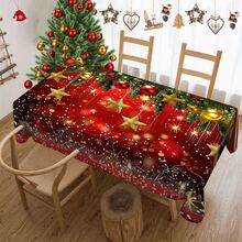 1/20 pièces Nappe de Noël, boules de Noël, motif d'étoiles décoration. Nappe de table festive pour la restauration, les fêtes et la décoration de la maison - Matériau durable, fabriqué à la machine, parfait pour les cadeaux de Noël et les célébrations du Nouvel An, décorations de table de Noël, décorations de Noël - Multicolore - Voir 4