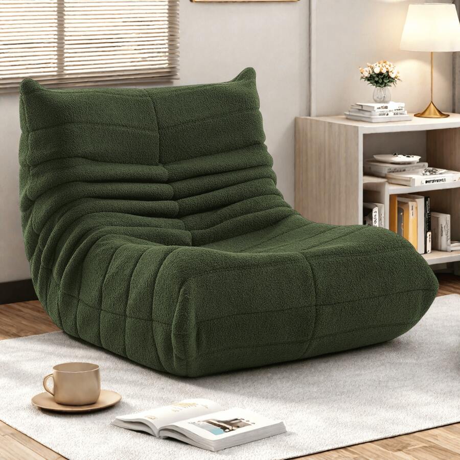 Sitzsack Sofa Bodensofa, Lesesessel Bequem Beanbag Bodenstuhl mit Rückenlehne, Lazy Sofa Bodensessel Sitzsack Erwachsene Sitzsack Sessel für Schlafzimmer Wohnzimmer