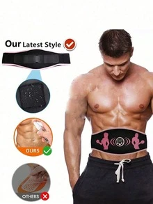 AXH USB Rechargeable Abs Stimulator Belt - Muscle Shaping Belt, Unisex Muscle Training Device, Abdominal Exerciser & Massager - Black - Black - View 6