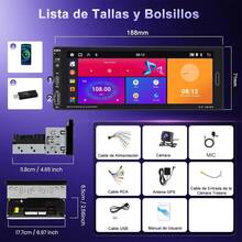 Autoestéreo 1 Din Pantalla Táctil 6.9'' Carplay Mirrorlink Bluetooth FM GPS WIFI Camara Control del volante - Negro - Ver 9
