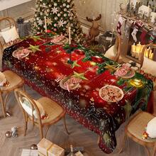 1/20 pièces Nappe de Noël, boules de Noël, motif d'étoiles décoration. Nappe de table festive pour la restauration, les fêtes et la décoration de la maison - Matériau durable, fabriqué à la machine, parfait pour les cadeaux de Noël et les célébrations du Nouvel An, décorations de table de Noël, décorations de Noël - Multicolore - Voir 5