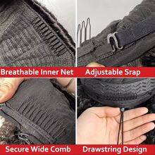 CEXXY Half Wig, 3-In-1 Curly Wigs For Women, 200% Density Glueless Curly Human Hair Wigs For Travel, Seamless Flip Headband Wig With Drawstring, Beginner-Friendly, Headband Wig With Curly Human Hair For Women, Glueless Wigs For Travel, Lace Front Wig, Wig Without Glue, Beginner-Friendly, Natural Color, Headband Wig For Daily Use - Natural Black - 查看 6