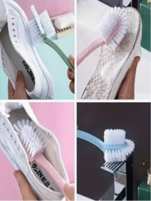 Brosse à chaussures multifonctionnelle à cinq côtés, brosse de lavage en plastique à poils durs, brosse de nettoyage ménagère à long manche, brosse de lavage de chaussures circulaire, brosse à chaussures durable 5-en-1 : fabriquée en plastique, nettoyage efficace, brosse de lessive ménagère, outil de nettoyage de chaussures