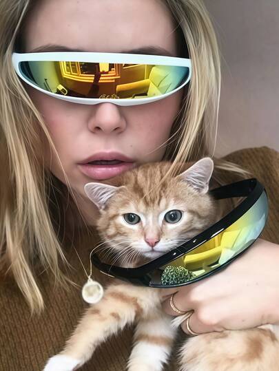 万圣节眼镜，男女通用个性化酷炫海豚和鱼尾设计户外运动眼镜，时尚复古街头配饰