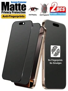 2 Packs Frosted Privacy Screen Protector, Compatible With IPhone 9H Anti-Peeping Ceramic Frosted Privacy Film, Suitable For 17/16ProMax/16E/16Plus16 Pro 16/Compatible With IPhone15ProMax/14/13/12/11/XR/X/XS/7/8, 2.5D Anti-Fingerprint Frosted Anti-Peeping Screen Protector (6.9 6.7 6.3 6.1 Inch), Full Coverage Frosted Anti-Peeping Screen Protector Screen Protection Essentials, Applicable To Daily Shield, Office, Home Phone Screen Protector Waterproof Shockproof Anti-Fall Scratch Resistant