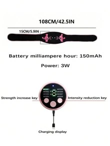 USB充电式腹肌刺激腰带 - 肌肉塑形训练器，男女通用腹肌锻炼器，腹部按摩器 - 黑色 - 黑色 - 查看 7