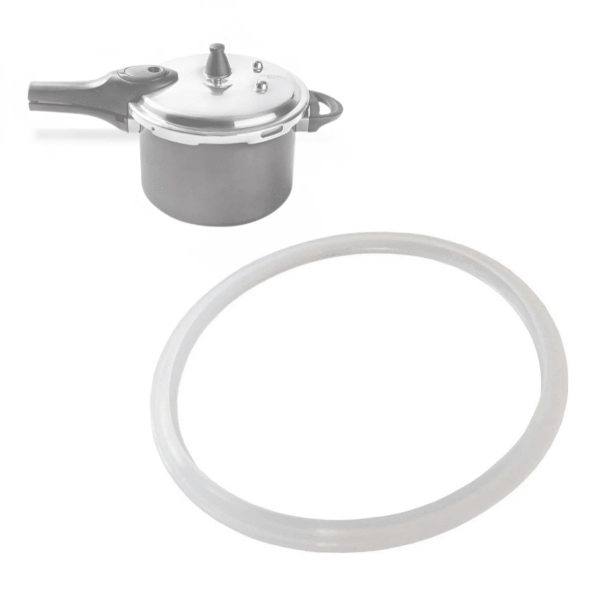 Silicone Para Panela de Pressão Borracha Brinox Vedação Alux Marcolar Ramos Fortaleza Globo - Cinza - Visão 1