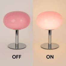 Luxury Pink Glass Table Lamp Romantic Bedside Lighting Premium Mushroom Lamp Holiday Gift For Christmas Valentines Day