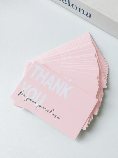 30pcs/50pcs/60pcs/100pcs 3.5"X2.1" (9x5.4cm) Pink Luxury Copperplate Thank You For Your Purchase Cards For Small Business, Bulk Customer Appreciation Inserts For Orders, Packaging & Boutiques