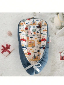 1 pieza Nido portátil para bebé con diseño de carro de dibujos animados, rosa floral, transpirable, extraíble y lavable, incluye almohada para bebé, apto para niños y niñas de 0 a 1 año - Multicolor - Ver 3