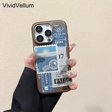 Funda para teléfono con textura de lichi y letras adhesivas azules. Compatible con phone 16 Pro Max, 16, 15 Pro, 14, 14 Plus, 13, 13 Pro, 12 Pro y 12 Pro Series. Resistente al desgaste y a las huellas dactilares. - Marrón - Ver 11