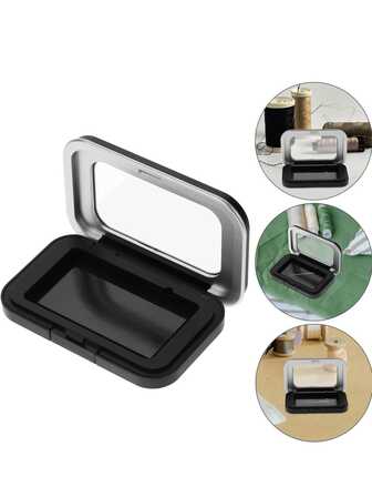 1pc/2pcs Multi-Functional Magnetic Sewing Needle Box - Stainless Steel Organizer, Strong Magnetic Attraction For Needles, Buttons & Craft Supplies - Portable Embroidery Accessory Storage Box, Magnetic Needle Holder With Clear Acrylic Cover - Powerful Sewing Pin Storage Box - & Visible Needle Holder For Sewing, Quilting & Crafts, Black Skylight Cover Magnetic Absorption Box, Magnetic Storage Box For Eyeshadow, Blush, Lipstick Samples