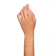 SWAROVSKI Remix Collection Strand圓形切割手鐲手鍊女生日禮物送母親送女友送愛人生日禮物開學禮物聖誕禮物結婚禮物 - 白色 - 查看 2