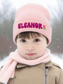 Customized Baby Hat, Personalized Children's Winter Hat, Children's Christmas Gift. Knitted Hat For Children Aged 5-14 - S - View 2