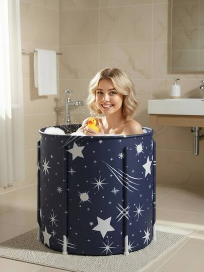 Foldable Bathtub, Portable Soaking Tub, Bathtub & Shower Room Decoration, Summer Bathroom Accessories, Outdoor Camping Bath Tub, Easy-To-Carry Lightweight Bath Tub, Water Storage Bucket, Highly Attractive Nylon Water Storage Bucket, Outdoor Bathtub