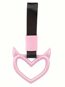 1Pc Rings Heart Shaped Car Handle Straps Drift Charm Rear Bumper Warning Ring Decor Subway Bus Broken Heart Handle For Car Interior