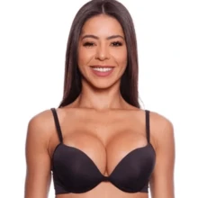 Com fio    Preenchimento Não Removível    Pano    Sutiã push-up    suporte alto - Preto - Visão 1