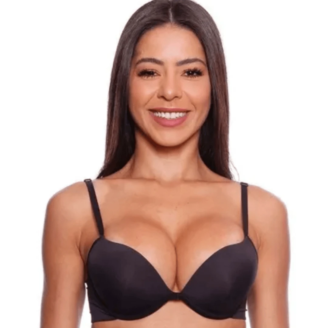 Com fio    Preenchimento Não Removível    Pano    Sutiã push-up    suporte alto - Preto - Visão 1